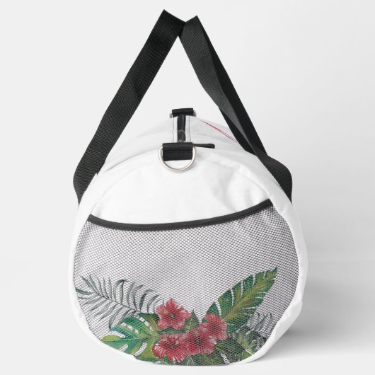 水彩熱帯花フラミンゴパーソナライズされた ダッフルバッグ (右)