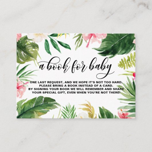 水彩熱帯花フレームブックリクエスト エンクロージャーカード (正面)