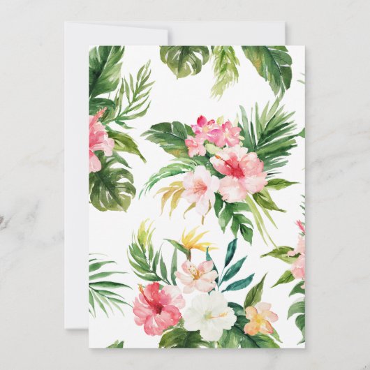 水彩熱帯花ブライダルシャワー 招待状 (裏面)