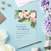 水彩熱帯花ブーケ結婚夏 アクリル招待状 (インサイチュ (ウェディング))