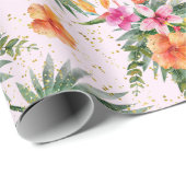 水彩熱帯花ボタニカルパーム離れ ラッピングペーパー (ロールコーナー)