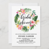 水彩熱帯花リースブライダルシャワー 招待状 (正面)