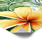 水彩熱帯花結婚の歓迎サイン ポスター (角)