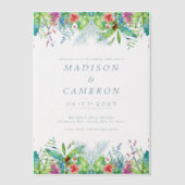 水彩熱帯花結婚式招待状 ベラム紙招待状 (正面)