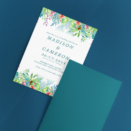 水彩熱帯花結婚式招待状 招待状