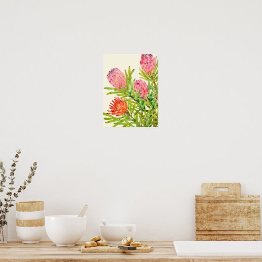 水彩熱帯花 ポスター (キッチン)