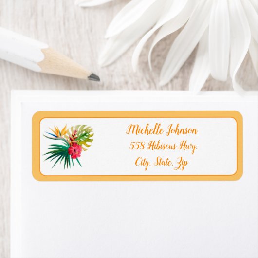 水彩熱帯花 ラベル (インサイチュ)