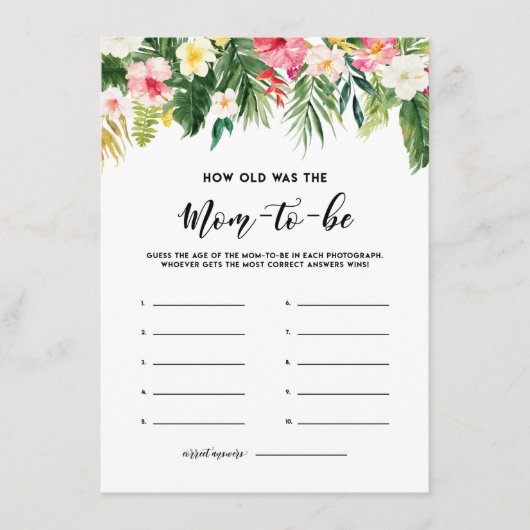 水彩熱帯花How Old Was Mom Card エンクロージャーカード (正面)