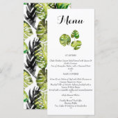 水彩熱帯葉のメ結婚ニュー メニュー (正面/裏面)