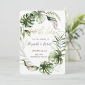 水彩熱帯葉の緑の日を保存 セーブザデート (スタンド正面)