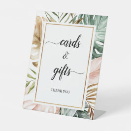 水彩熱帯葉カー結婚ド&ギフトズ 台座サイン