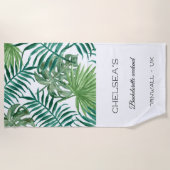 水彩熱帯葉バチェロレッテビーチタオル ビーチタオル (正面)