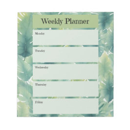 水彩熱帯葉パターンウィークリープランナー ノートパッド