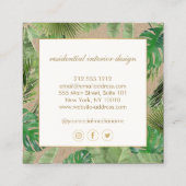 水彩熱帯葉パターンクラフト スクエア名刺 (裏面)