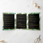 水彩熱帯葉パターンサロンパンフレット 三つ折りカード (内部)