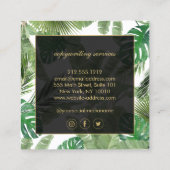 水彩熱帯葉パターン白 スクエア名刺 (裏面)