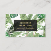 水彩熱帯葉パターン白 名刺 (正面)