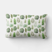 水彩熱帯葉パターン ランバークッション (裏面)