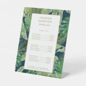 水彩熱帯葉パターン（濃い青） 台座サイン (正面)