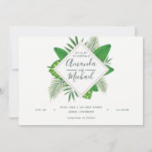 水彩熱帯葉ビーチ結婚式招待状 招待状 (正面)