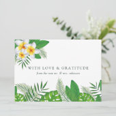 水彩熱帯葉ビーチ結婚式 サンキューカード (スタンド正面)