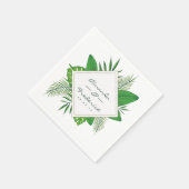 水彩熱帯葉ビーチ結婚式 スタンダードカクテルナプキン (角)