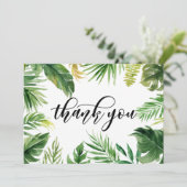 水彩熱帯葉フレームサンキューカード サンキューカード (スタンド正面)