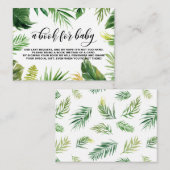水彩熱帯葉フレームベビーブックリクエスト エンクロージャーカード (正面/裏面)