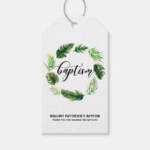 水彩熱帯葉リースバプティスギフトラベル ギフトタグ (正面)