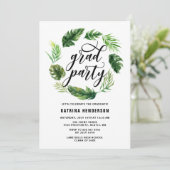 水彩熱帯葉リース卒業パーティー 招待状 (スタンド正面)