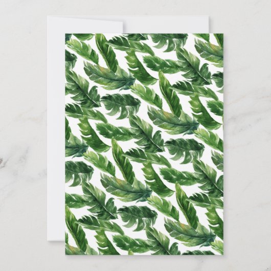 水彩熱帯葉リース赤ちゃんシャワー 招待状 (裏面)