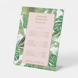 水彩熱帯葉型台座サイン 台座サイン