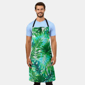 水彩熱帯葉型 エプロン (着用した状態)