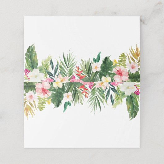 水彩熱帯葉座席表折り畳み プレイスカード (外部開封)