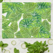 水彩熱帯葉模様デザイン キッチンタオル (折り畳み)