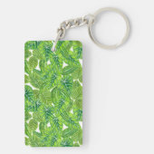 水彩熱帯葉模様デザイン キーホルダー (裏面)