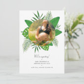 水彩熱帯葉産写真妊娠 案内状 (スタンド正面)