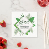 水彩熱帯葉産業卒業パーティー スタンダードカクテルナプキン (インサイチュ)