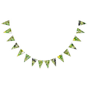 水彩熱帯葉産結婚物モノグラム バンティングフラッグ