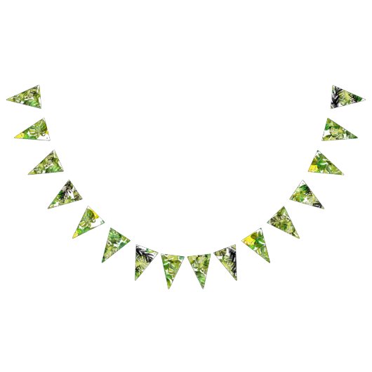 水彩熱帯葉産結婚物モノグラム バンティングフラッグ (全)