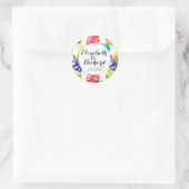 水彩熱帯葉産結婚物モノグラム ラウンドシール (バッグ)