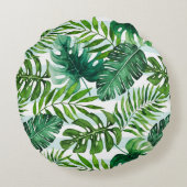 水彩熱帯葉産緑コンテンポラリー ラウンドクッション (裏面)