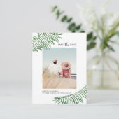 水彩熱帯葉産。エキゾチック保存日付 ポストカード (スタンド正面)