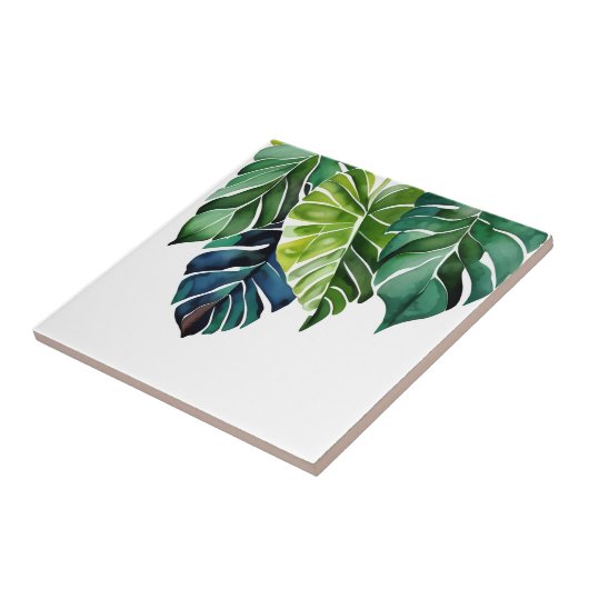 水彩熱帯葉産 タイル (側面)