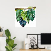 水彩熱帯葉産 ポスター (ホームオフィス)