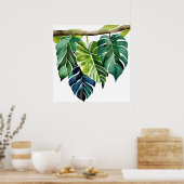 水彩熱帯葉産 ポスター (キッチン)