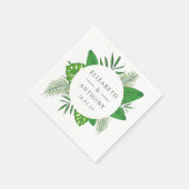 水彩熱帯葉結婚ズ スタンダードカクテルナプキン (角)