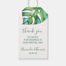 水彩熱帯葉結婚式の引き出物ラベル