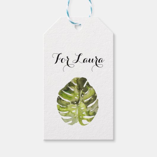 水彩熱帯葉絵画病 ギフトタグ (正面)