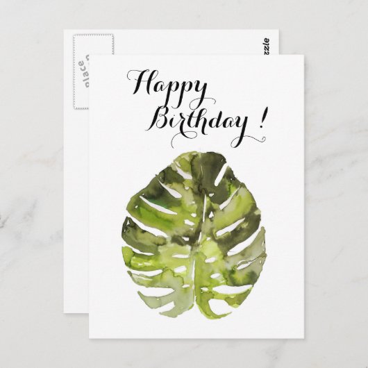 水彩熱帯葉絵画病 ポストカード (正面/裏面)